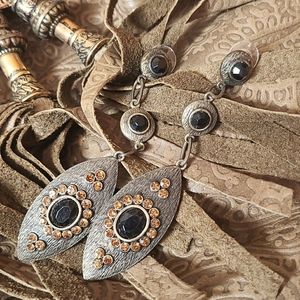 Long Bronze Tone Earrings